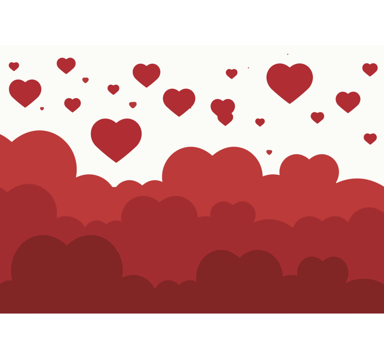 Fotomurais modernos Padrão de nuvem de coração vermelho - TenStickers