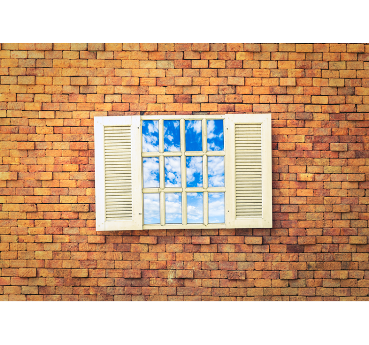 Mural de parede pedra vista de janela aberta - TenStickers