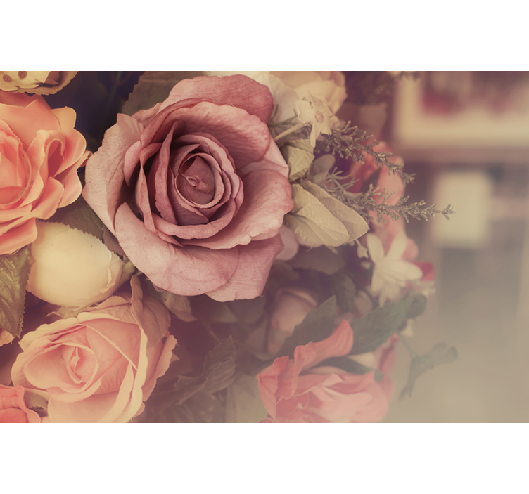 Fotomurais flores Rosas e cardos estilo vintage - TenStickers
