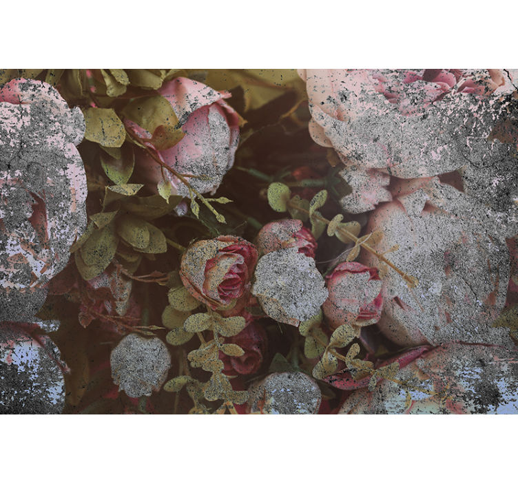 Fotomurais flores rosas e folhas - TenStickers