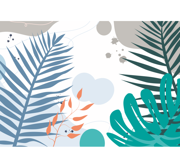 Mural de parede natureza com motivos de folhas estilizadas - TenStickers