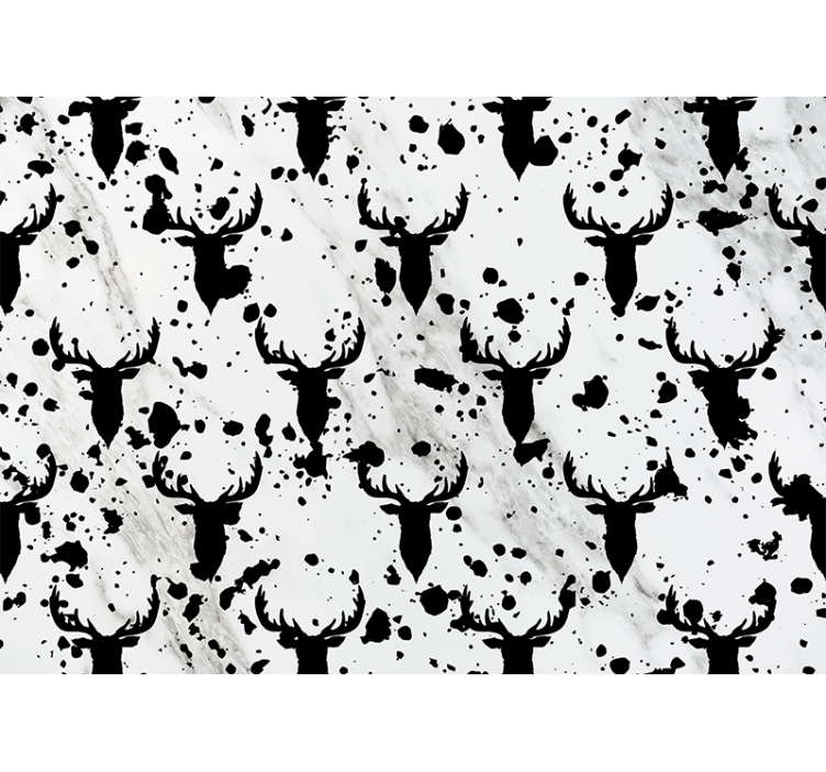 Mural de parede animais padrão de silhueta de cervo - TenStickers