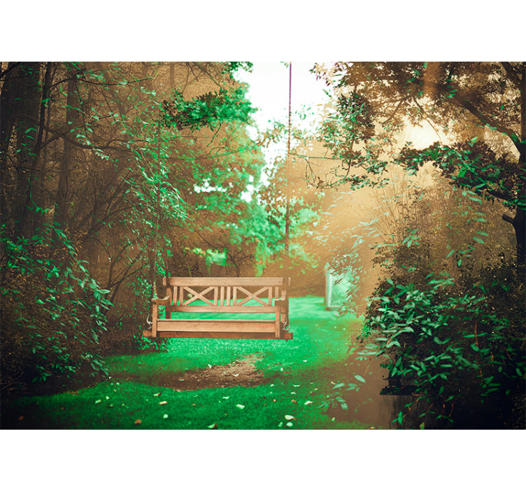 Fotomurais de paisagens Balanços de madeira vistas do cottagecore - TenStickers