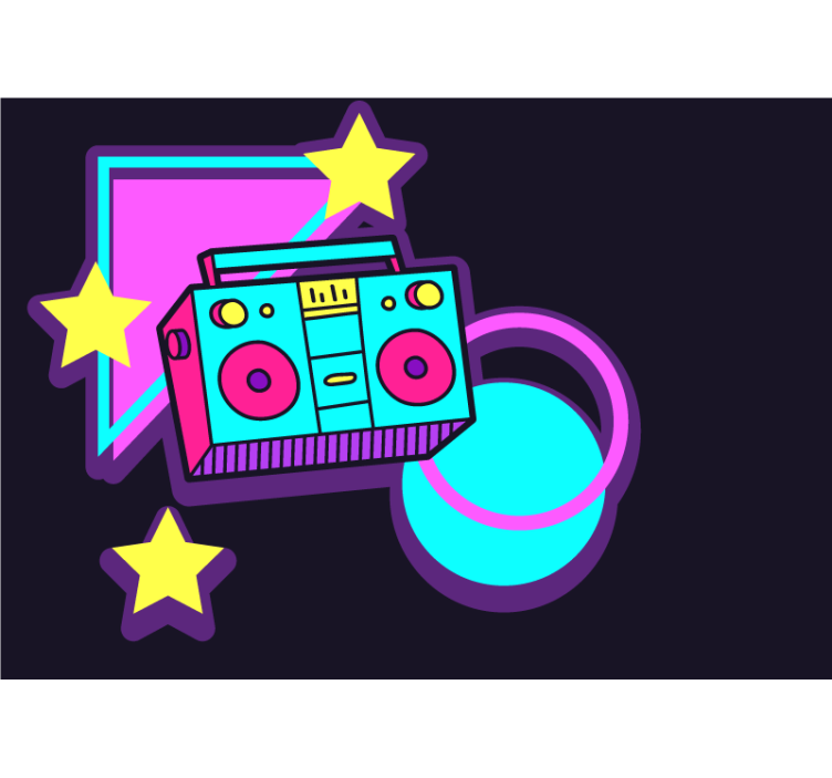 Mural de parede música elementos de boombox retrô - TenStickers