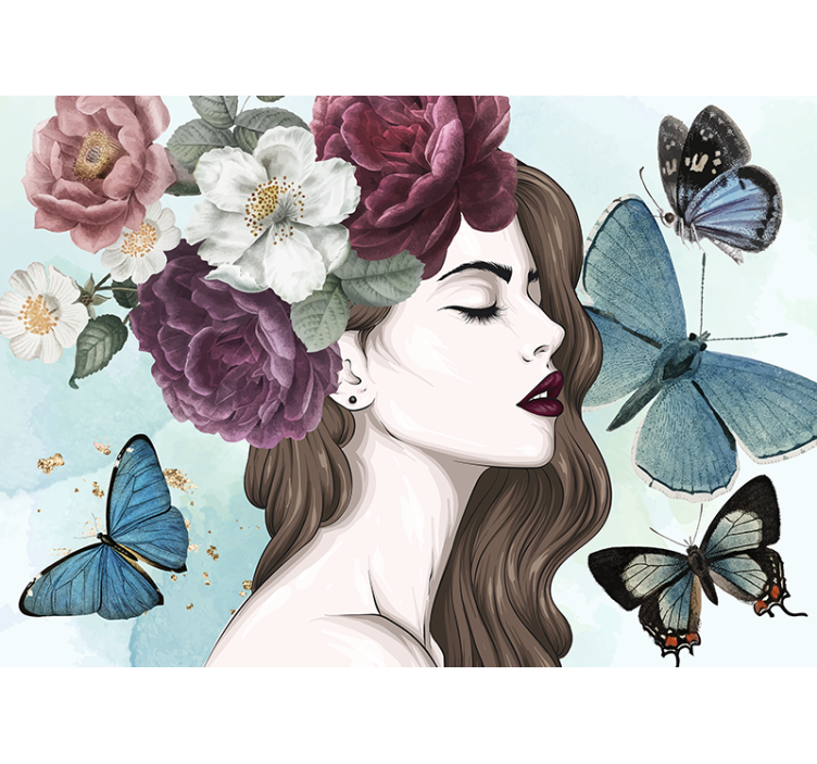 Mulheres "estilo glamour" com fotomural de flores - TenStickers