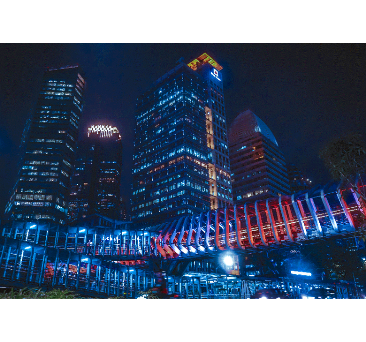 Fotomurais cidades e países Paisagem da cidade à noite - TenStickers