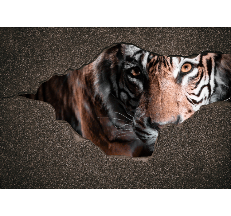 Tigre 3d em fotomural de parede - TenStickers