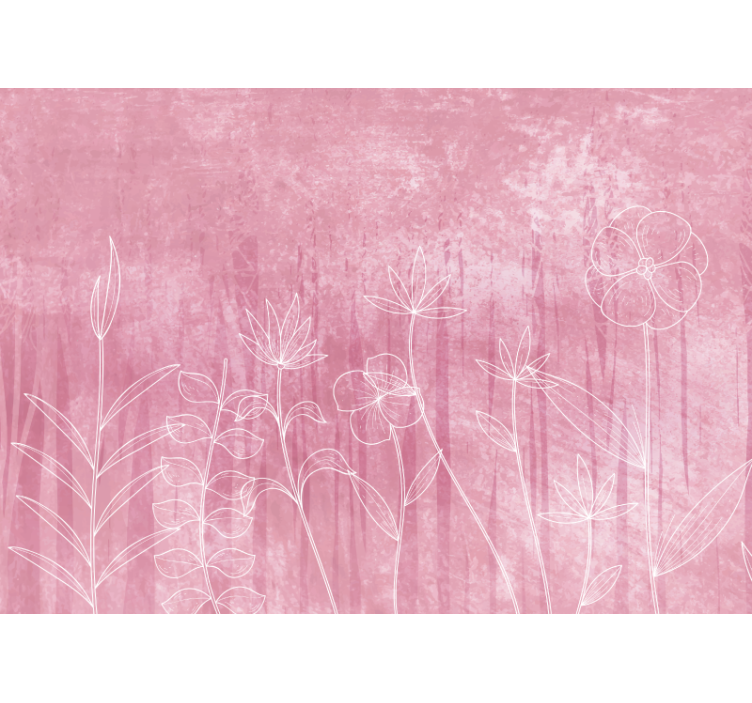 Fotomurais flores contornos florais delicados - TenStickers