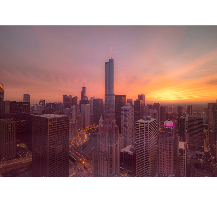 Fotomurais cidades e países pôr do sol em chicago - TenStickers