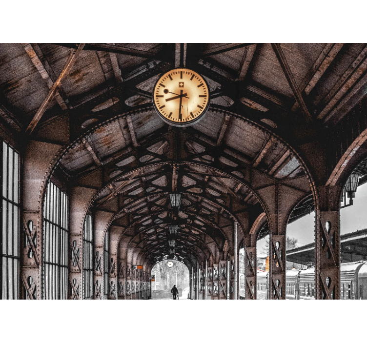 Murais de Parede 3D Portal 3d clássico com relógio - TenStickers