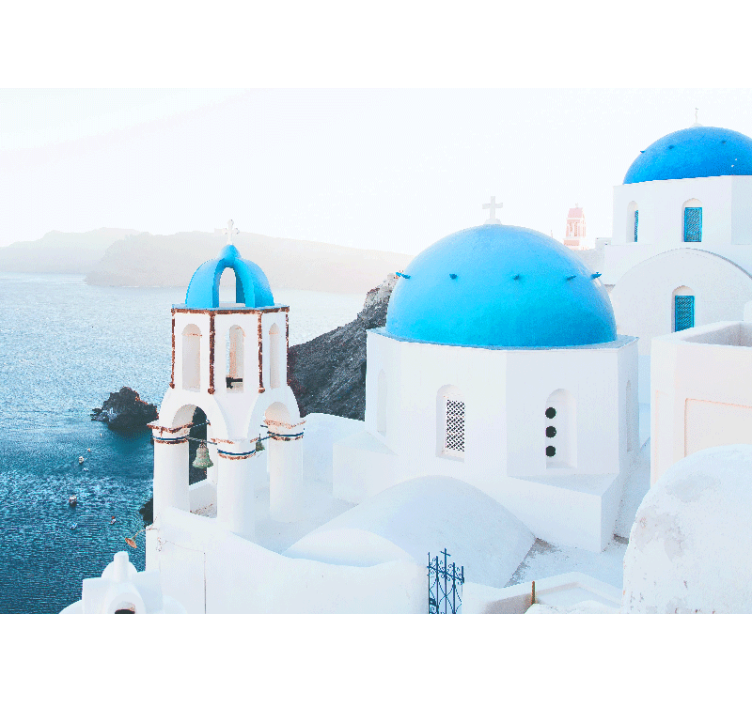 Fotomurais de paisagens Casas brancas e azuis de santorini - TenStickers