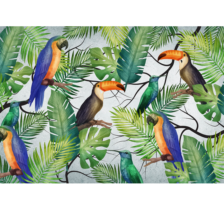 Mural de parede animais tema aves tropicais - TenStickers