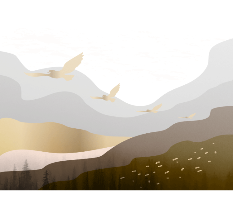 Mural de parede natureza silhuetas de pássaros voando - TenStickers