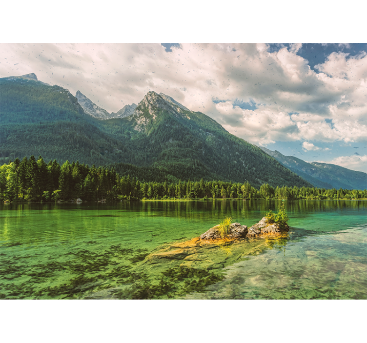 Fotomurais de paisagens Montanhas e nuvens do lago - TenStickers