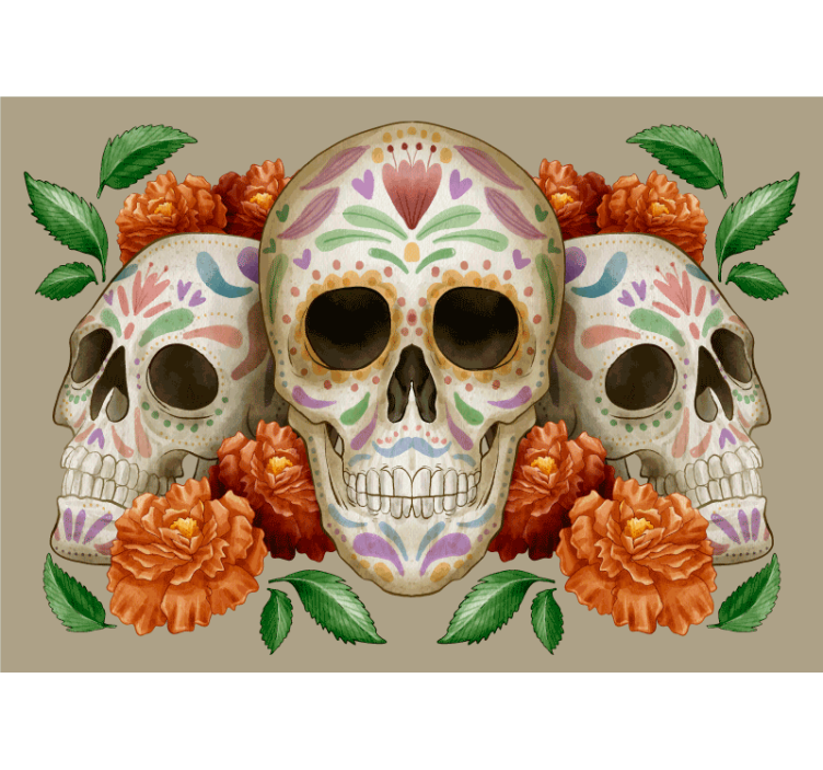 fotomural de parede de caveira estilo mexicano - TenStickers