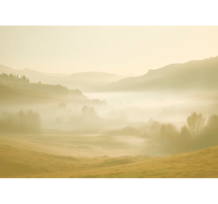 Mural de parede de montanha vistas bege e enevoadas - TenStickers