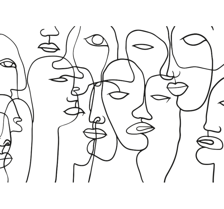 Mural de parede abstrato padrão de rosto - TenStickers