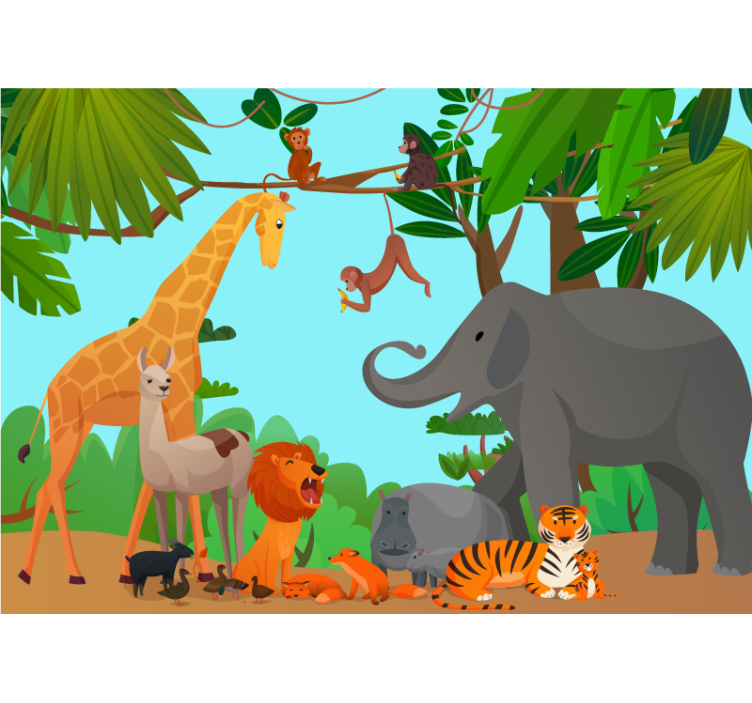 Fotomural infantil com animais da selva - TenStickers