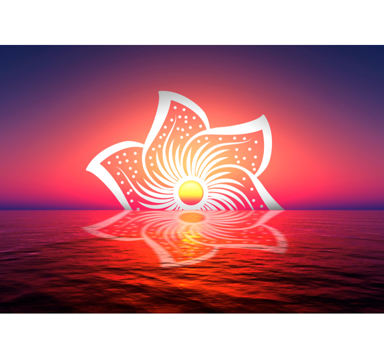 Mural de parede sala de jantar design hibisco ao amanhecer - TenStickers