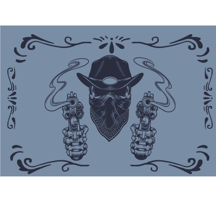 Murais de Parede Caveira de cowboy e rebanho - TenStickers