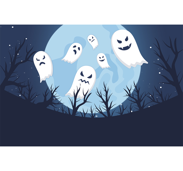 Murais de Parede Fantasmas assustadores na paisagem azul - TenStickers