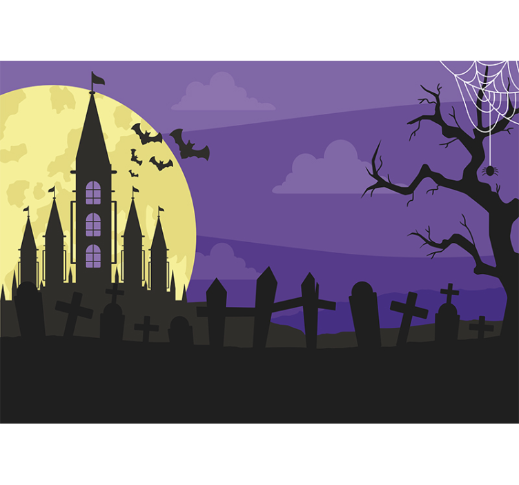 Murais de Parede Cemitério sombrio noite de halloween - TenStickers