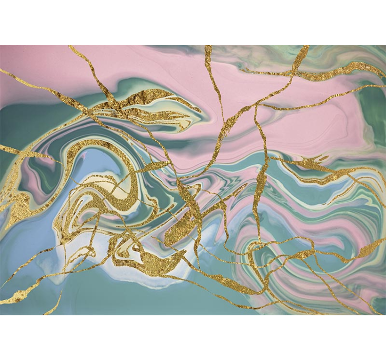 Mural de parede abstrato padrão espiral dourado - TenStickers