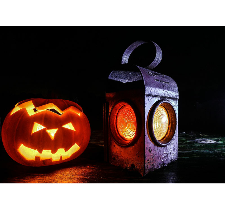 Mural de parede halloween lanterna jack-o'-lantern - TenStickers