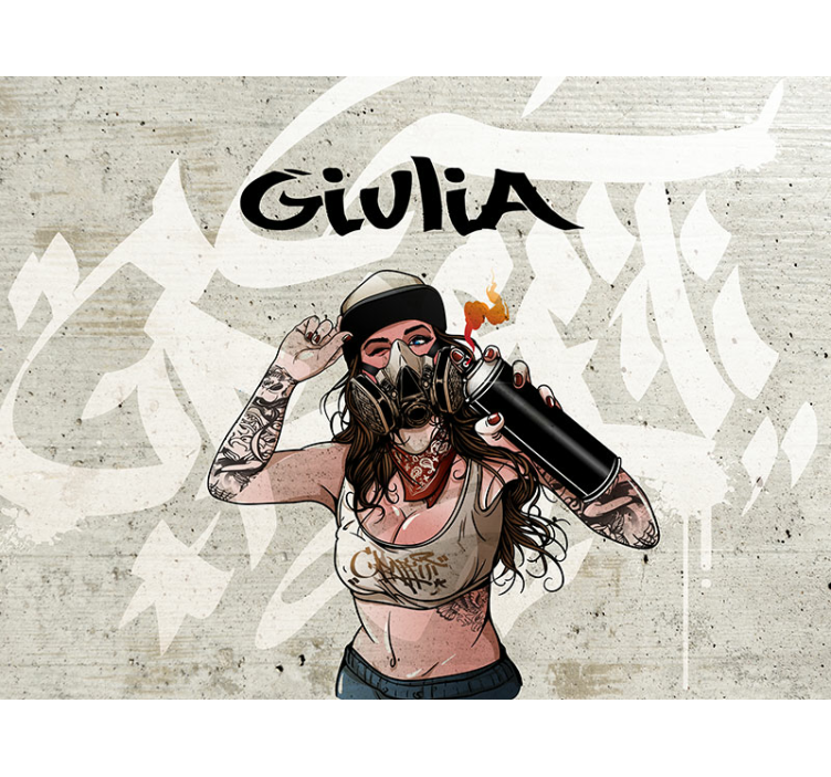 Murais de Parede Mulher graffiti backround com nome - TenStickers