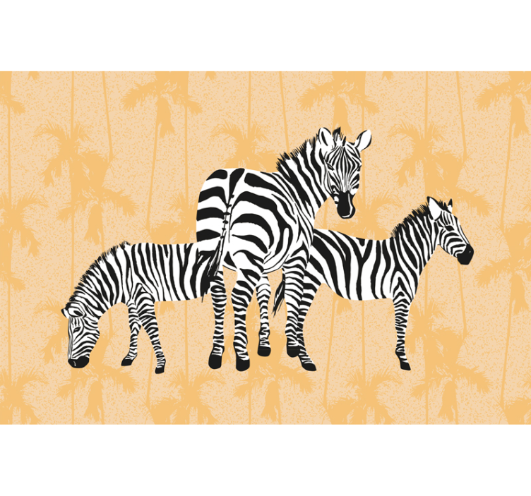 Fotomural para gabinete Zebra e palmas - TenStickers