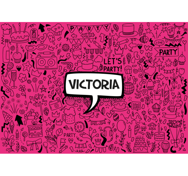 fotomural de parede personalizado doodle rosa - TenStickers