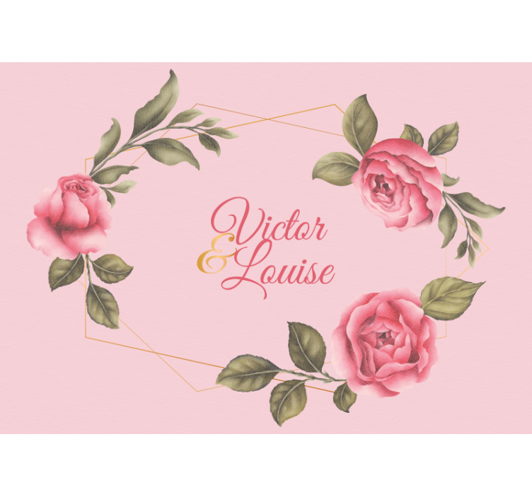 Fotomurais flores Rosas rosa e ouro personalizadas - TenStickers