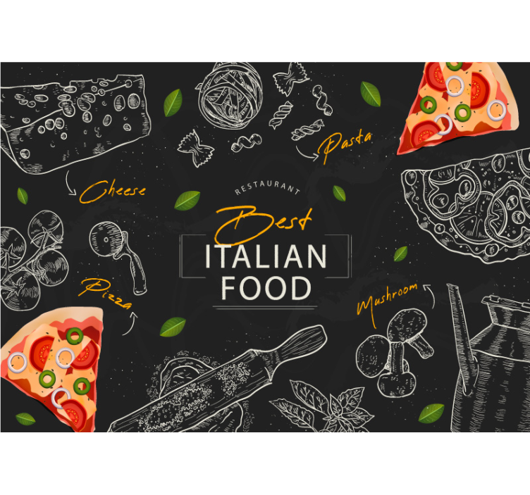 Mural de parede música delícias culinárias italianas - TenStickers