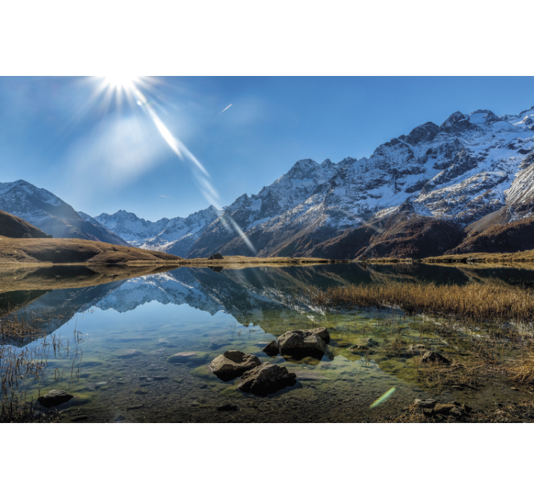 Fotomurais de paisagens Lago e montanha com nevoeiro wallmural - TenStickers