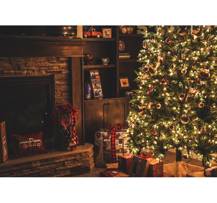 Mural de parede natal iluminação da Árvore festiva - TenStickers