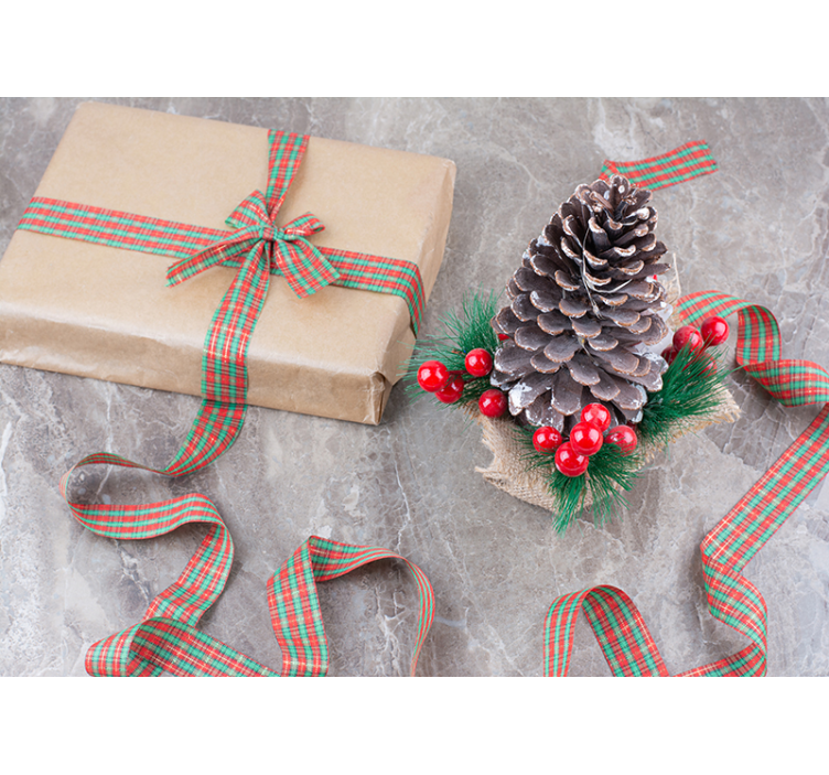 Mural de parede Natal arranjo festivo de pinhas - TenStickers