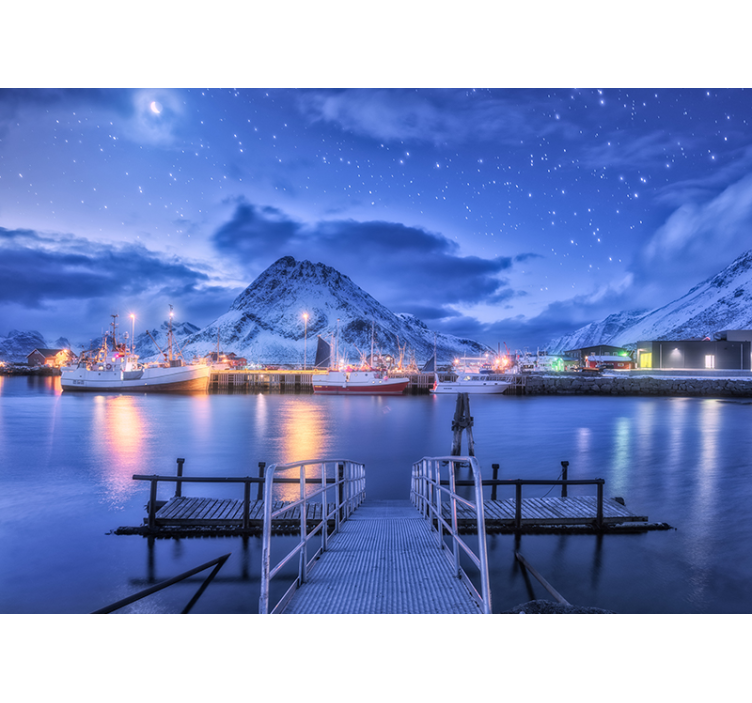 Fotomurais de paisagens Barco com nuvens e estrelas - TenStickers