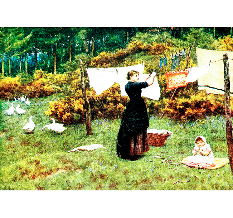 Mural de parede arte clássica mulher pendurando roupa - TenStickers