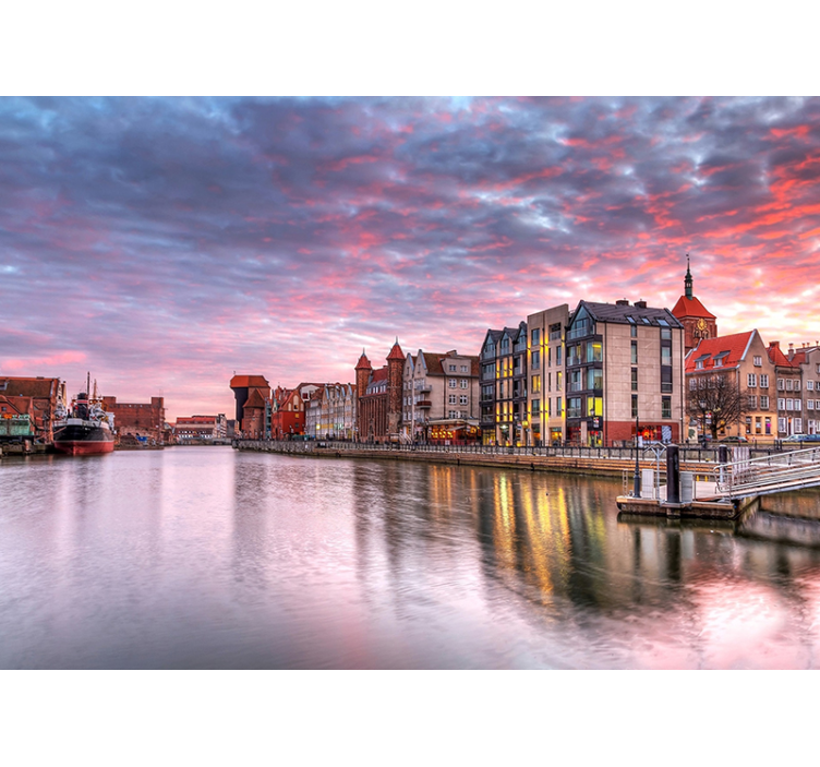 Fotomurais cidades e países pôr do sol no porto de gdansk - TenStickers
