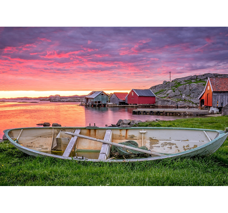 Fotomurais de paisagens vila costeira cênica - TenStickers