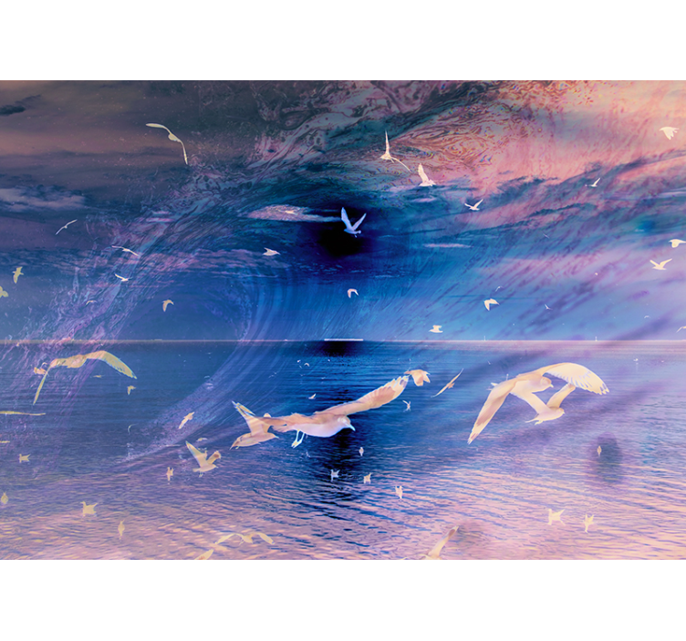 Mural de parede natureza gaivotas ao pôr do sol - TenStickers