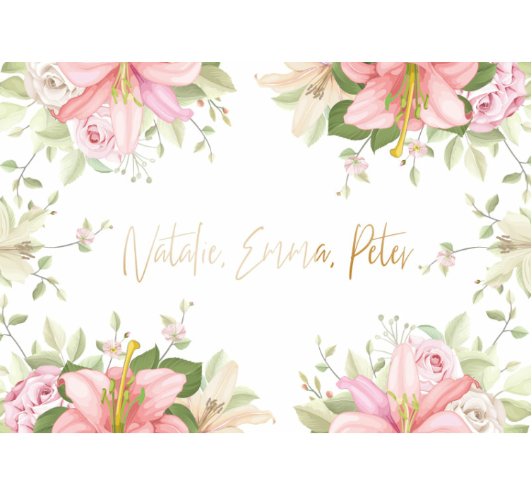 Fotomurais flores Flores com nome personalizado - TenStickers