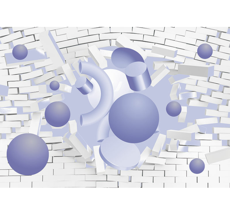 Mural de parede abstrato com formas geométricas flutuantes - TenStickers