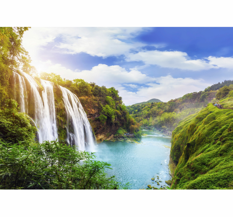Fotomurais de paisagens Cachoeira e montanhas - TenStickers