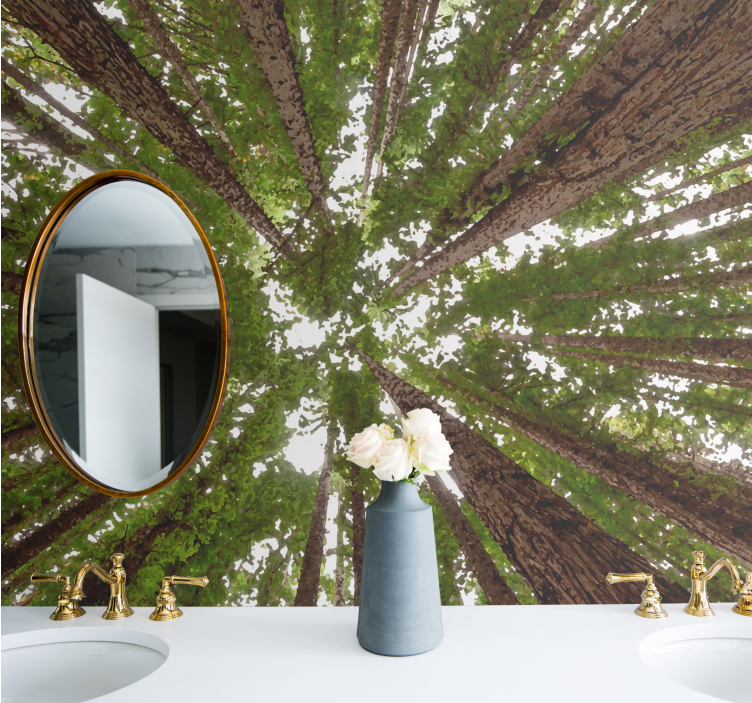 Aquarela de alta floresta natureza fotomural - TenStickers