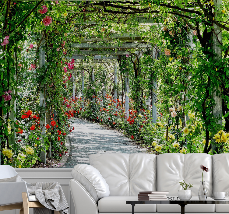 Murais de Parede 3D Flores 3d no túnel - TenStickers