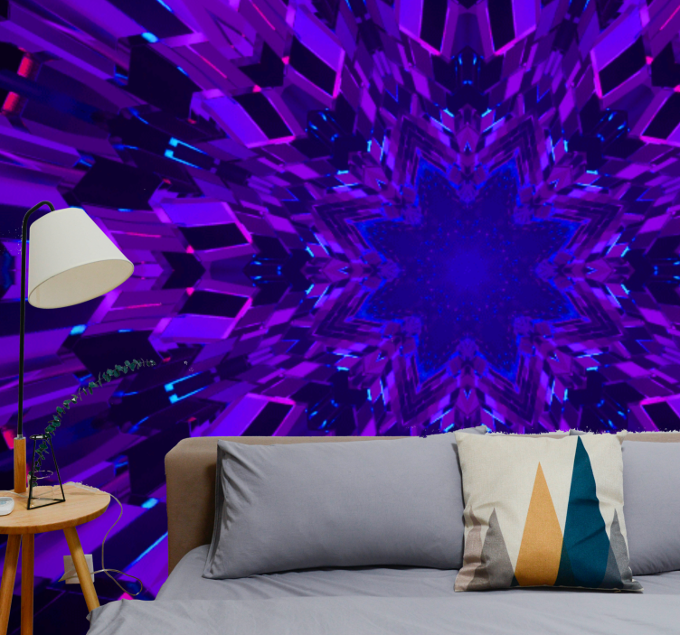 Murais de Parede 3D Fragmentos de cristal roxo e azul - TenStickers