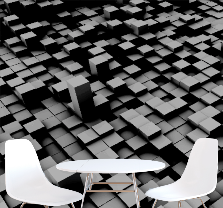 Murais de Parede 3D Fundo de cubos pretos - TenStickers