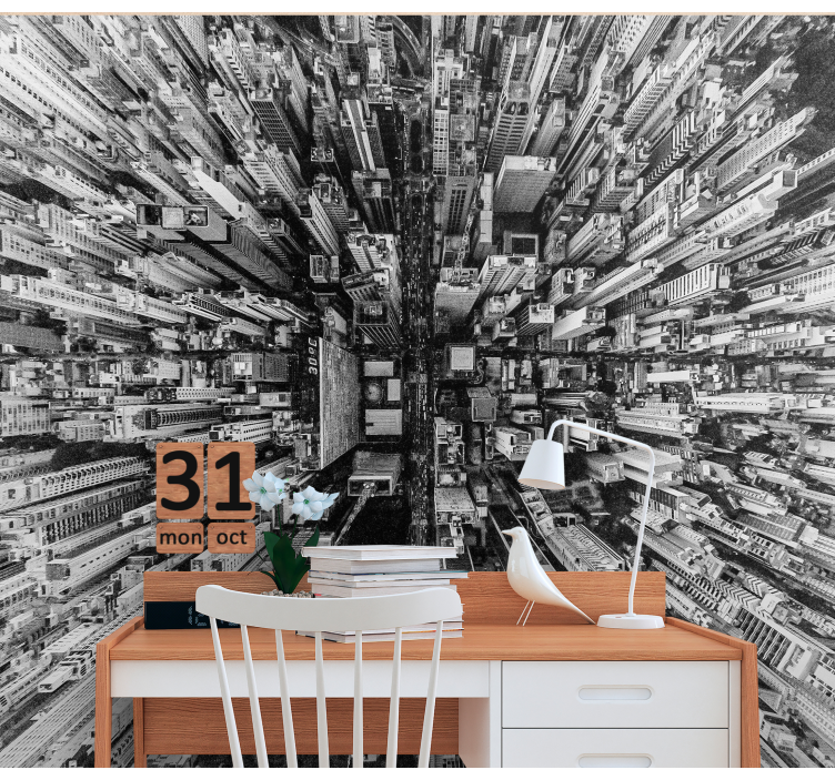 Murais de Parede 3D Salão acima de uma cidade - TenStickers