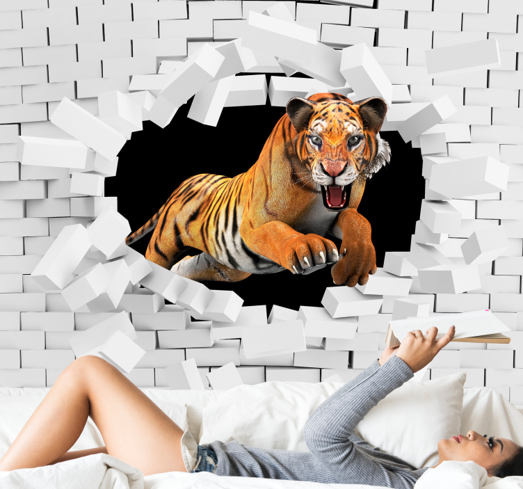 Murais de Parede 3D Tigre - TenStickers